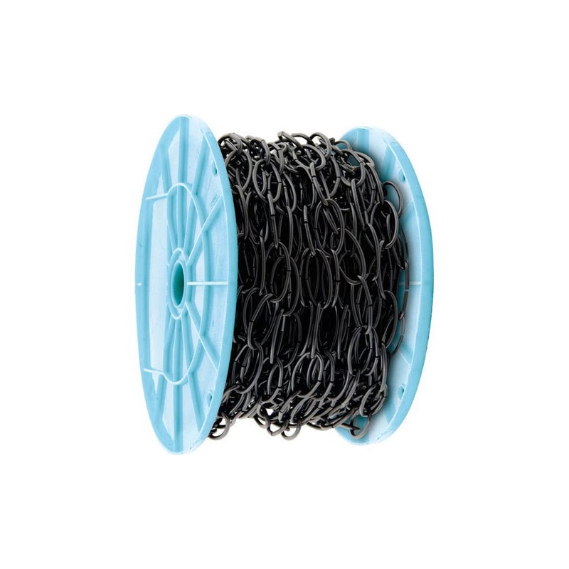 KingChain 536521 1/8-inch x 50 ft. Lightweight Decorative Oval Chain with 45 lb. Safe Working Load, Black Finish, for Hanging Baskets, Planters, Light Fixtures, Chandeliers - Image 1